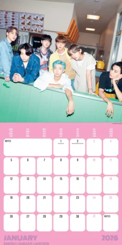 BTS 2026 Wall Calendar - multi language