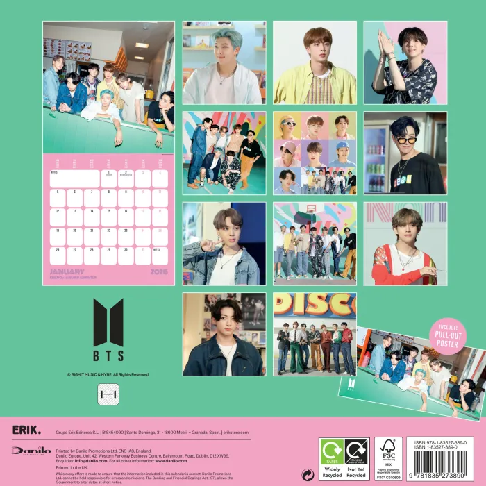 BTS 2026 Wall Calendar - multi language