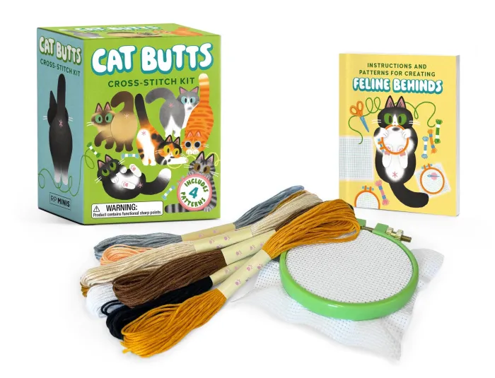 Cat Butts Cross-Stitch Kit: Includes 4 Patterns