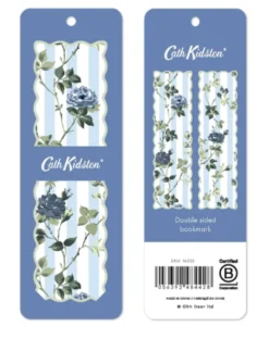 Cath Blue Stripe Floral Premium Bookmark