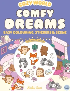 Cozy World Comfy Dreams: Easy Colouring and Sticker Scene for Teens, Young Adults and Adults