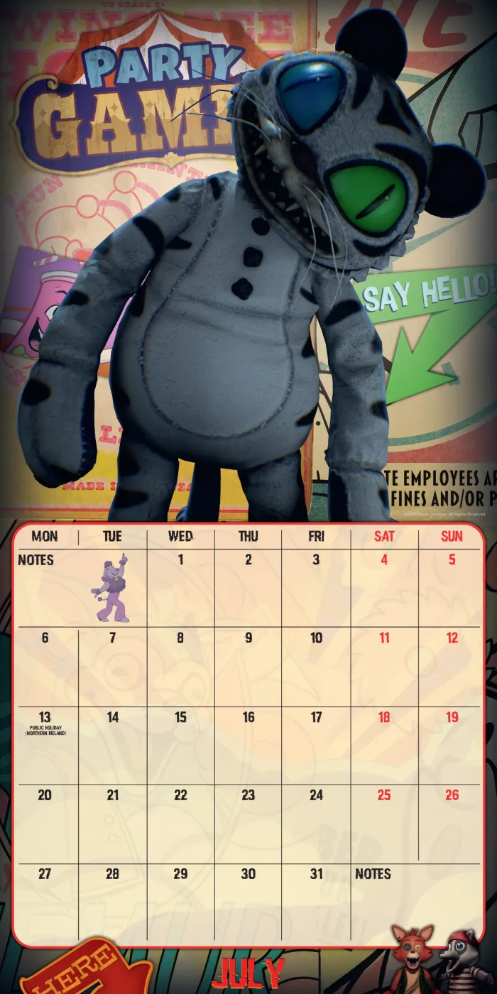 FIVE NIGHTS AT FREDDY`S 2026 SQUARE CALENDAR