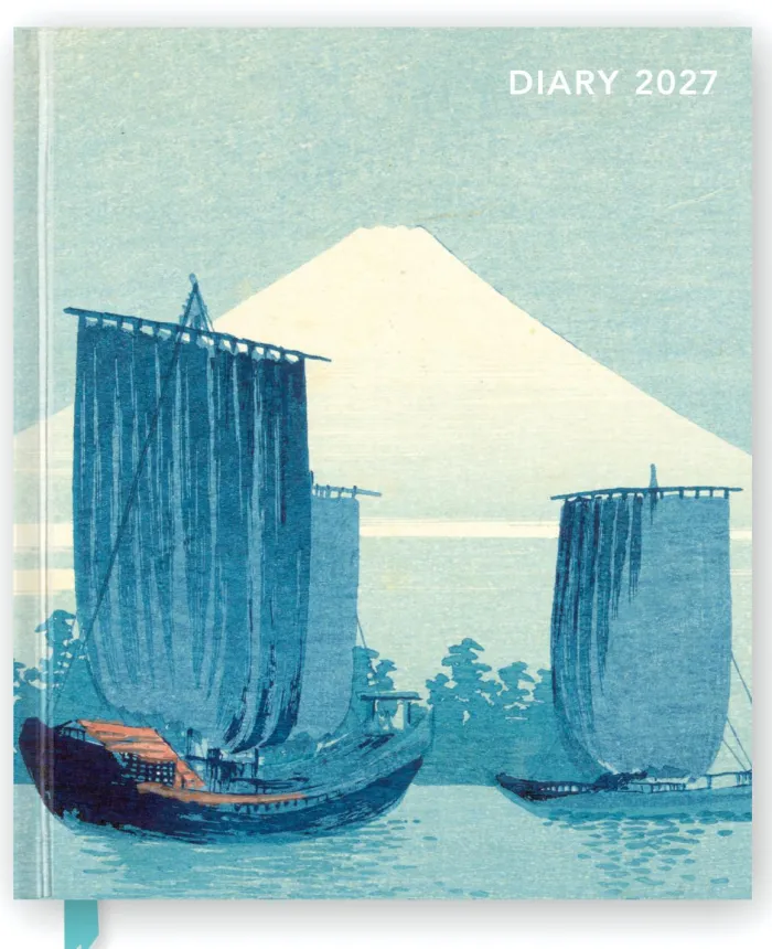 Japanese Woodblocks 2027 Desk Diary Planner - Week to View, Illustrated Throughout