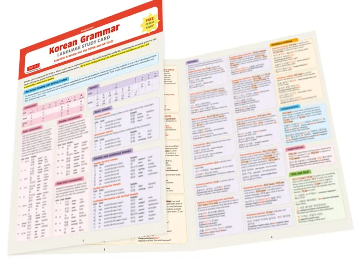Korean Grammar Language Study Card: Essential Grammar Points for the TOPIK Test (Includes Online Audio)