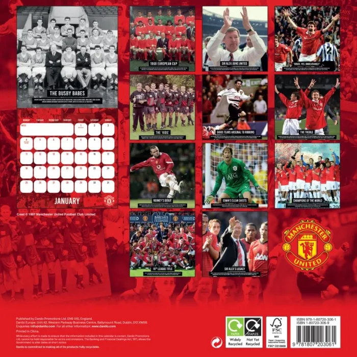 Manchester United Fc Legends 2027 Square Calendar