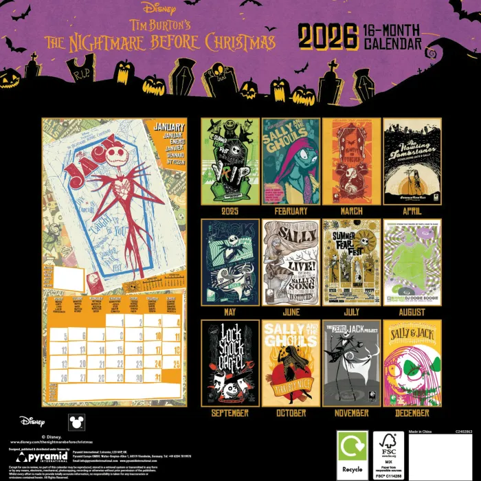 Nightmare Before Christmas 2026 Square Calendar