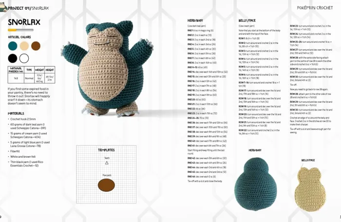 PokéMon Crochet Snorlax Kit: Includes Materials to Make Snorlax and Instructions for 5 Other PokéMon