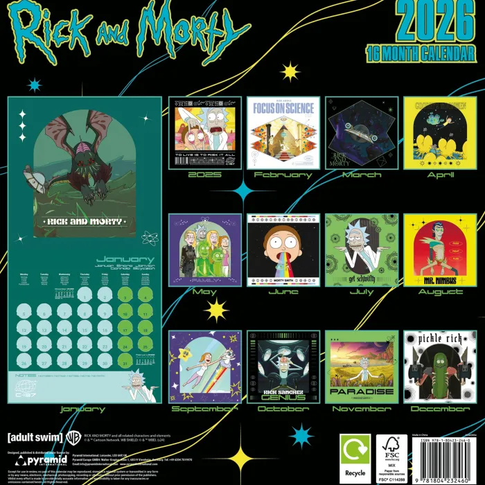 Rick & Morty 2026 Square Calendar