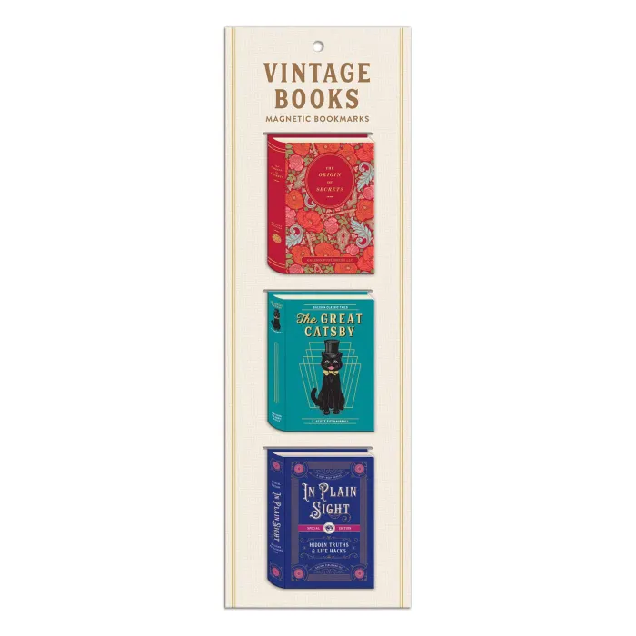 Vintage Books Shaped Magnetic Bookmarks
